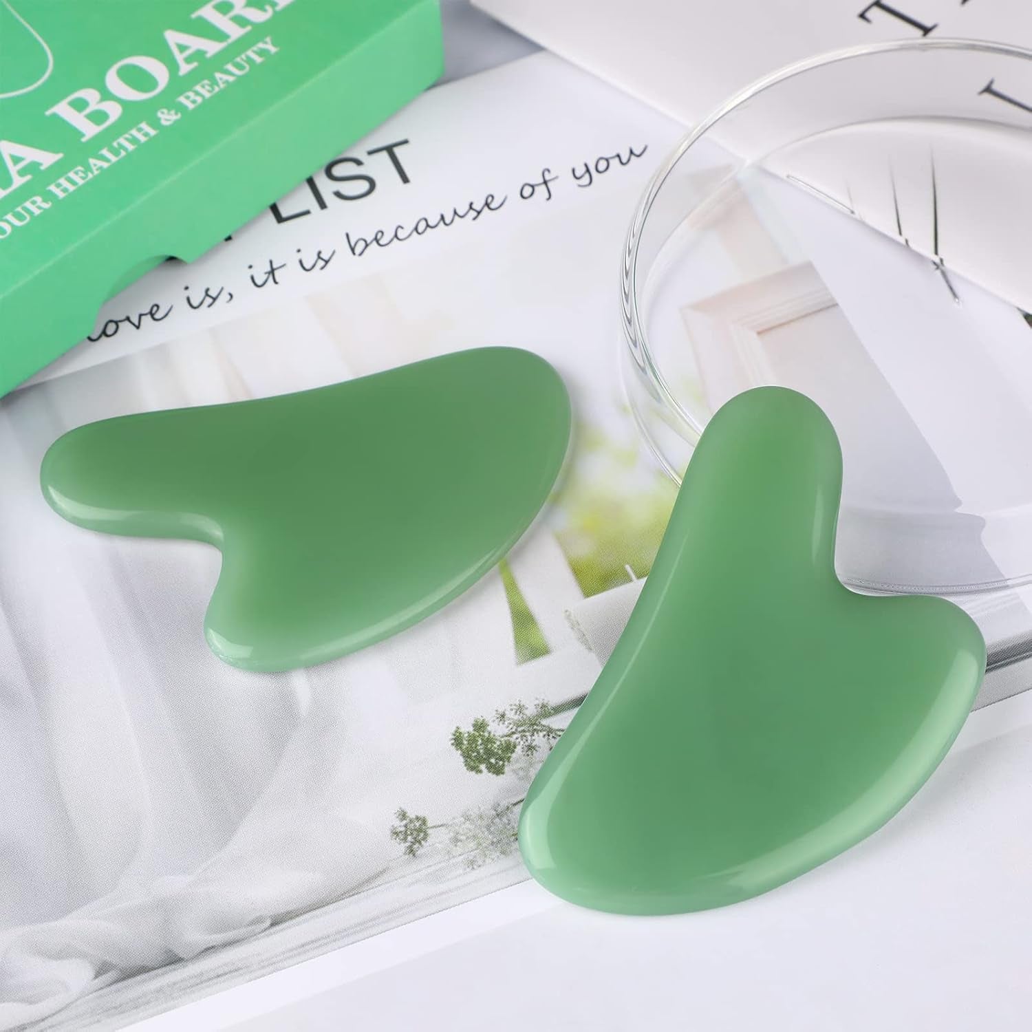 Gua Sha Facial Tools Guasha Tool Gua Sha Jade Stone Manual Massage Sticks for Jawline Sculpting and Puffiness Reducing for Face Body Relieve Muscle Tensions Reduce Festive Gifts
