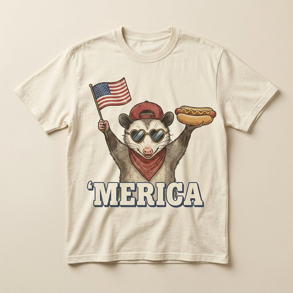 'Merica Opossum tee on hemp