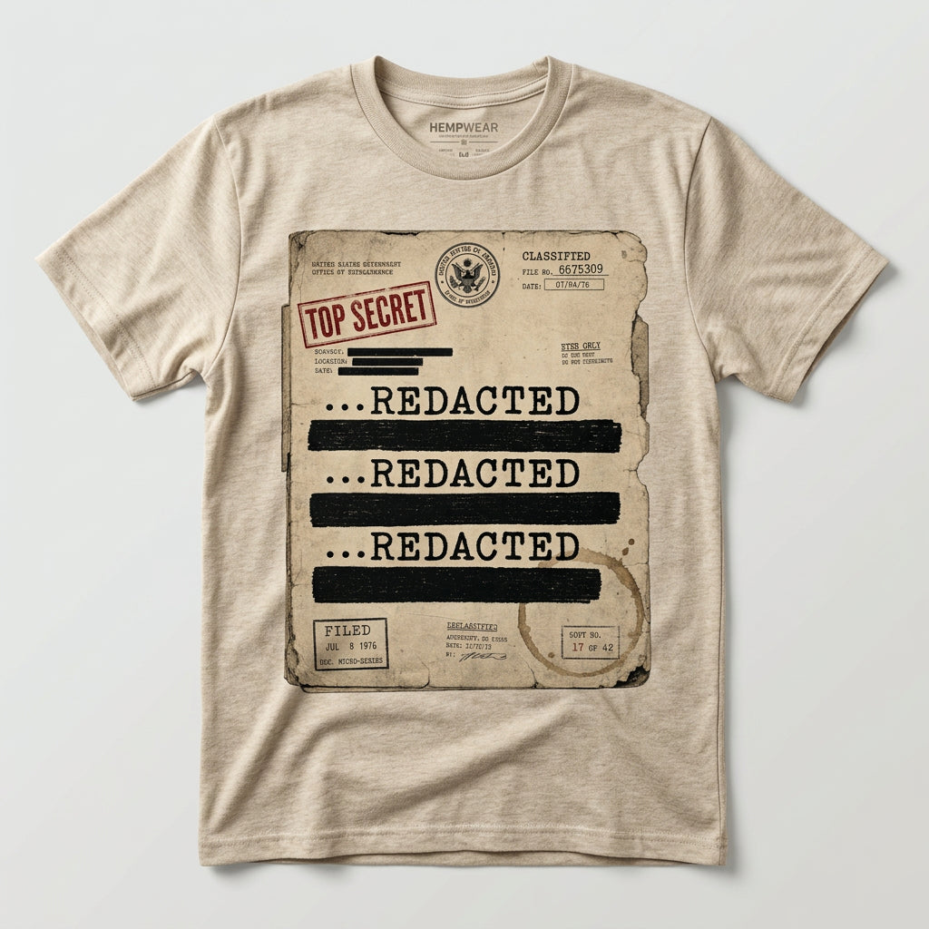 Redacted Tee on hemp